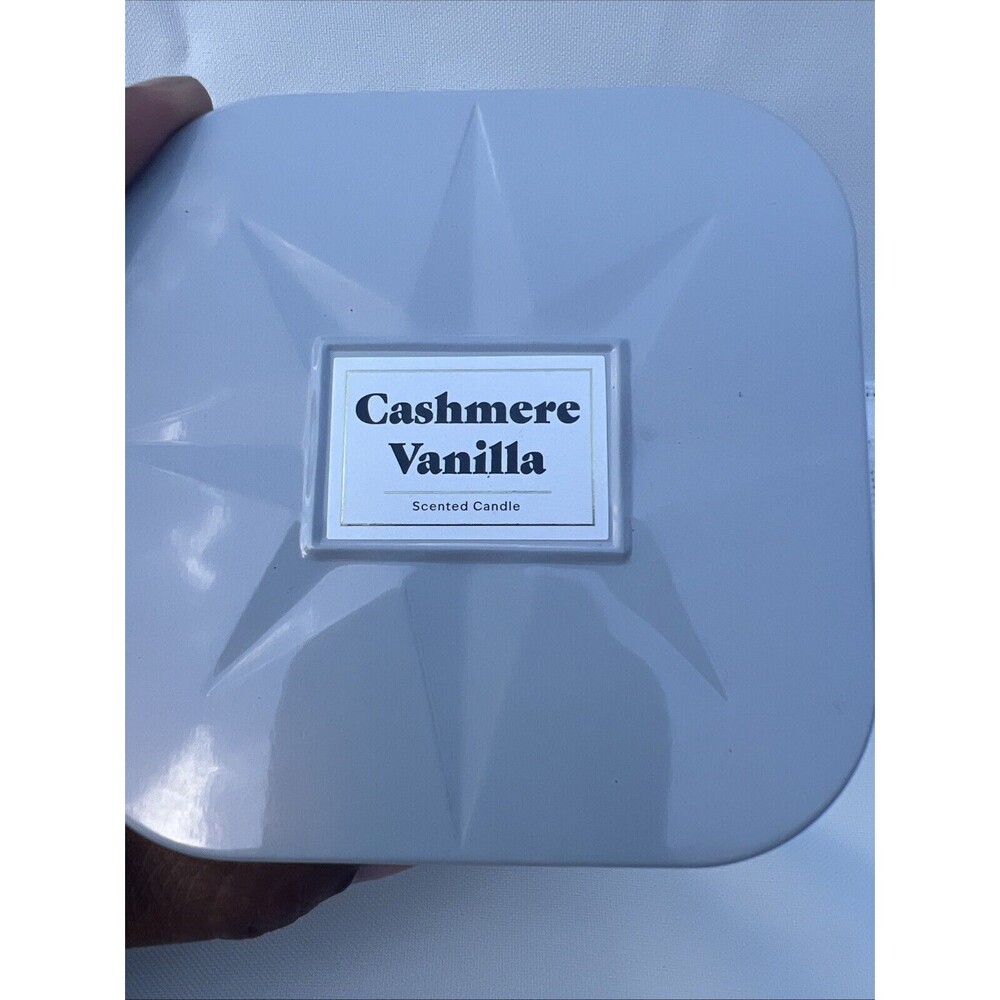 Threshold 3 wick lidded metal tin Candle cashmere vanilla 12 oz - Picture 3 of 4